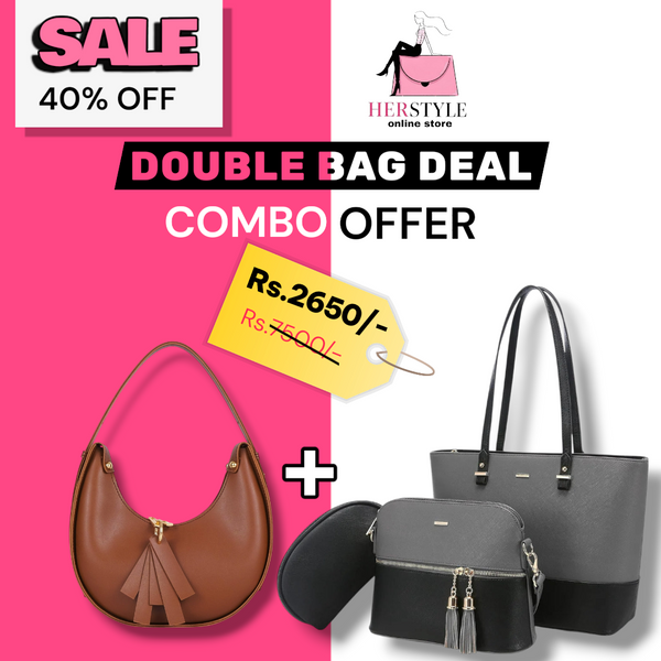 DEAL 7 : 3PCS PERFECT SET GREY & MONA BAG